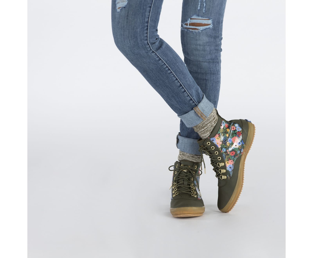 Botas Keds Mujer Verdes - Rifle Paper Co. Scout Water-Resistant Garden Party - 7816-NESVZ